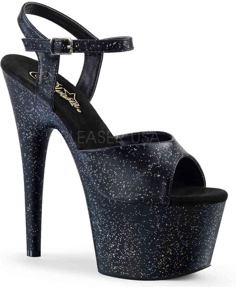 EU 36 = US 6 | ADORE-709MMG | 7 Heel, 2 3/4 PF Ankle Strap Sandal w/Mini Glitter